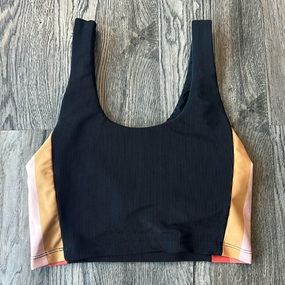 Beach Riot Bra Black Tessa Sport Top Sports Bra Size Medium Workout Stripes - Picture 4 of 11